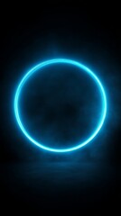 Poster - Glowing neon circle on dark background, futuristic design concept