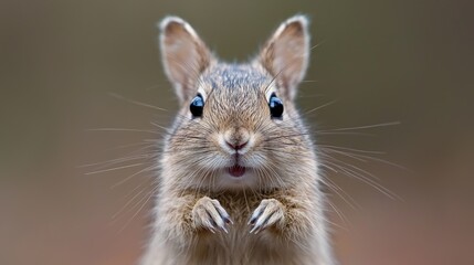 Wall Mural - Cute bunny rabbit close-up, forest background, wildlife, nature photography