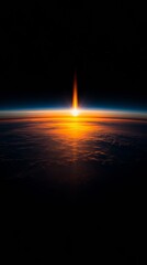 Poster - sunrise over earth's horizon from space, cosmic view. celestial and exploration concept