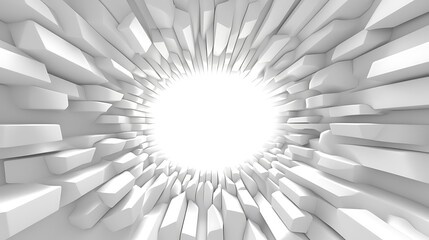 Poster - Abstract White Geometric Tunnel Leading To Light
