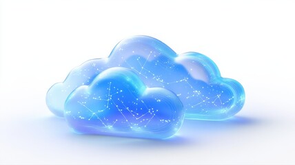Poster - Abstract Digital Cloud Concept with Stars and Connections Illustration