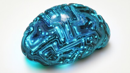 Poster - Futuristic Brain Model with Circuit Patterns and Glowing Effects