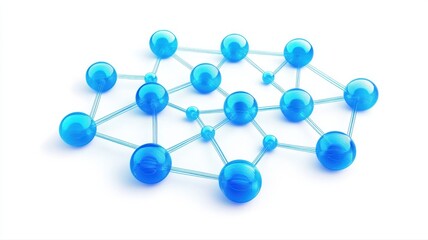 Poster - Blue Molecular Structure with Connecting Lines on White Background