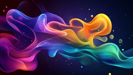 Poster - Colorful Abstract Wave Flow with Smooth Swirls and Light Effects