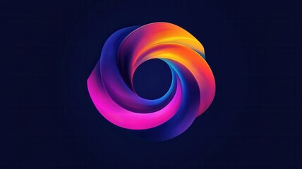 Fototapete - Vibrant Colorful Spiral Design on Dark Background for Digital Art
