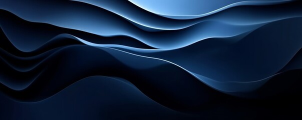Aufkleber - Abstract dark blue flowing waves, futuristic design concept