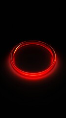 Poster - Red neon circular light on black background, abstract glowing circle. Futuristic technology and energy concept
