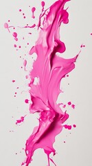 Poster - Vibrant pink paint splash splatter on white background, abstract art. Modern artistic expression concept
