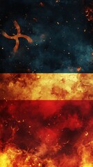 Poster - Abstract Artistic Representation of Flames and Dark Blue Background with Swirling Patterns