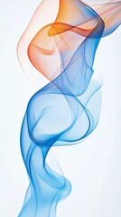Poster - Abstract blue and orange smoke art on white background, calming abstract design concept