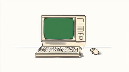 Poster - Retro Computer Illustration; Vintage Desktop