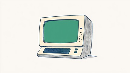 Poster - Vintage computer illustration, retro display, simple graphic