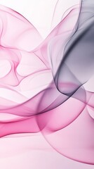 Poster - Abstract pink and gray smoke waves, ethereal art. Modern digital fluidity concept