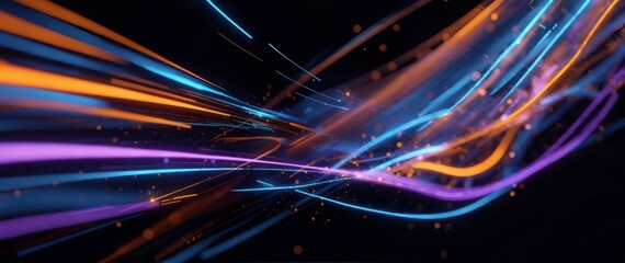 Poster - Abstract art of technological flowing light