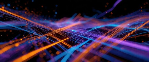 Poster - Abstract art of technological flowing light