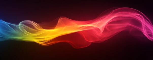Poster - Colorful abstract smoke wave on dark background, creative energy flow concept