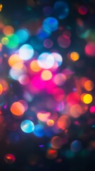 Poster - Colorful bokeh lights in blurred abstract background, vibrant glowing circles. festive celebration and artistic concept