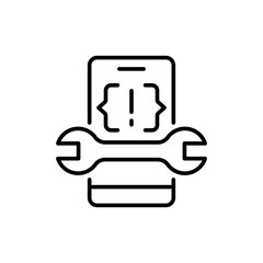 Poster - Mobile app developer outline icons, minimalist vector illustration ,simple transparent graphic element .Isolated on white background