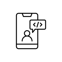 Poster - Mobile app developer outline icons, minimalist vector illustration ,simple transparent graphic element .Isolated on white background
