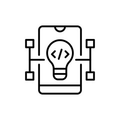 Poster - Mobile app developer outline icons, minimalist vector illustration ,simple transparent graphic element .Isolated on white background