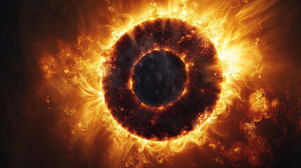 Wall Mural - stunning total solar eclipse casts vibrant red glow in sky, creating breathtaking celestial spectacle