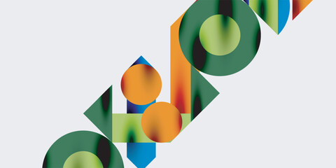 Poster - Modern abstract background featuring circles, lines, and triangles in a dynamic geometric composition. Perfect for stylish, tech, or creative-themed designs