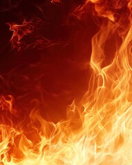 Poster - Dynamic Flames Dancing Against a Dark Background Evoking Heat and EnergyRelated Concepts For Visual Mediums  -  Visual Spectacle And Related Aspects of Art  -   Visual Presentation Through Media