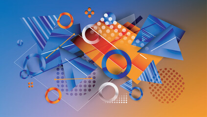 Fototapete - Creative triangles and circles composition