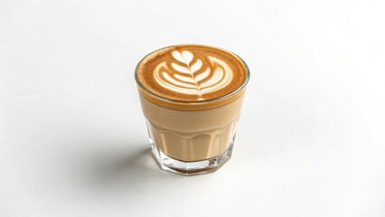 Wall Mural - Aromatic Coffee Drink in a Glass with Latte Art A Delightful Beverage