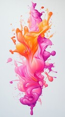 Aufkleber - Colorful fluid art splash in pink and orange, abstract painting. Modern art expression concept