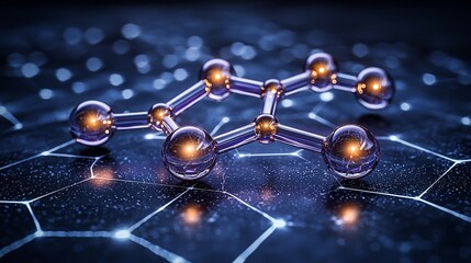 Poster - Molecular structure, science, research, dark background, technology concept