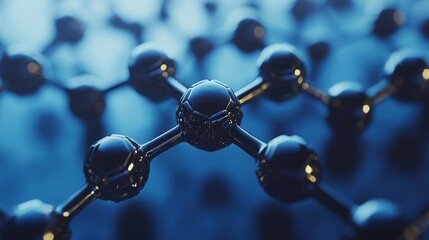 Poster - Molecular Structure, Network, Science, Blue Background, Research, Abstract