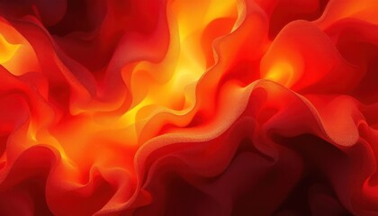 Poster - Vibrant abstract red and orange flowing wave patterns with warm glowing light