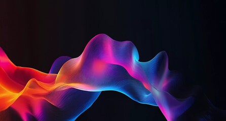 Poster - Colorful sound waves, an audio spectrum wave with a colorful color gradient on a black background. Vector illustration