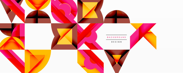 Leinwandbilder - Minimal geometric abstract background. Circle square and triangle design
