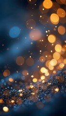 Wall Mural - elegant colors card design lights banner background poster wallpaper abstract invitation blurred effect gold bokeh festive glitter black blue abstract glistering light background blue gold black