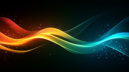 Poster - Abstract colorful light waves on dark background, digital fantasy concept
