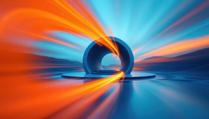 Poster - Abstract light portal with vibrant orange and blue swirls
