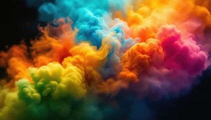 Poster - Vibrant multicolored smoke swirls in dynamic abstract formation