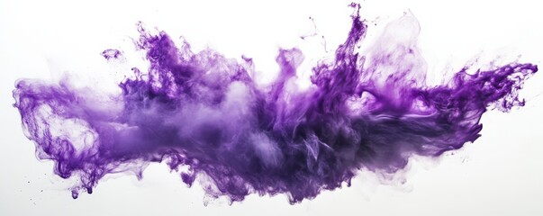 Poster - Purple ink cloud on white background, abstract art concept