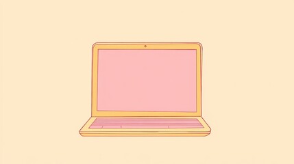 Poster - Pastel Laptop on Light Background