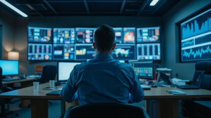 Poster - Professional Trader Analyzing Data in Modern Financial Office Space