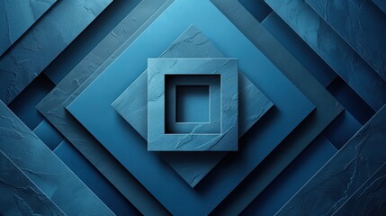 Poster - Abstract geometric blue layers with textured squares and rectangles