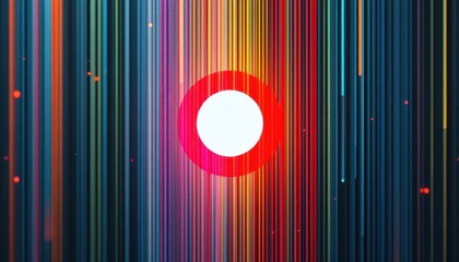 Poster - Abstract circular light with vertical multicolor lines pattern