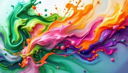 Poster - Vivid abstract swirl of colorful paint splash with dynamic motion and energy