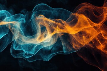 Aufkleber - Abstract composition of colorful smoke swirling dynamically against a dark background