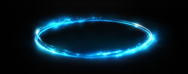 Aufkleber - glowing blue energy ring on dark background, futuristic light effect. digital technology and innovation concept