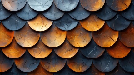 Poster - Abstract metal texture with overlapping orange and blue discs