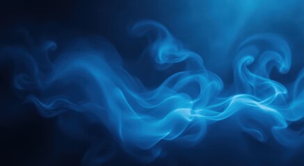 Poster - Ethereal blue smoke swirls in dark atmospheric background