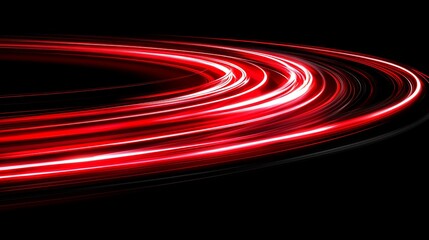 Poster - Red light trails swirl, dark background, abstract motion